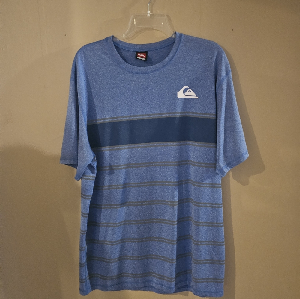 Quiksilver Men's Heather Blue Tee with Stripes
